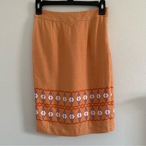 Moncollet Orange Patterned Women's Skirt